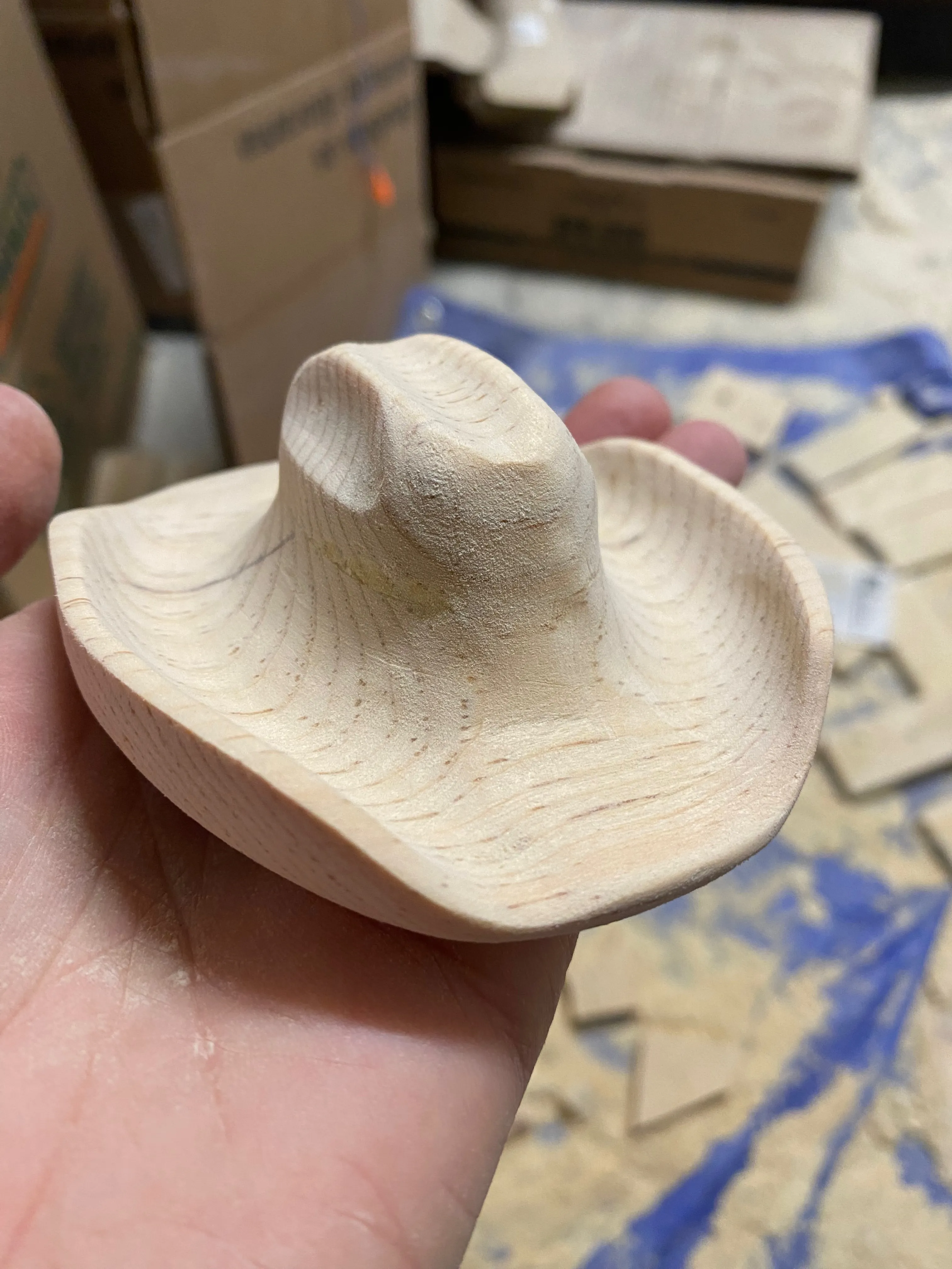 The armadillo's hat after sanding