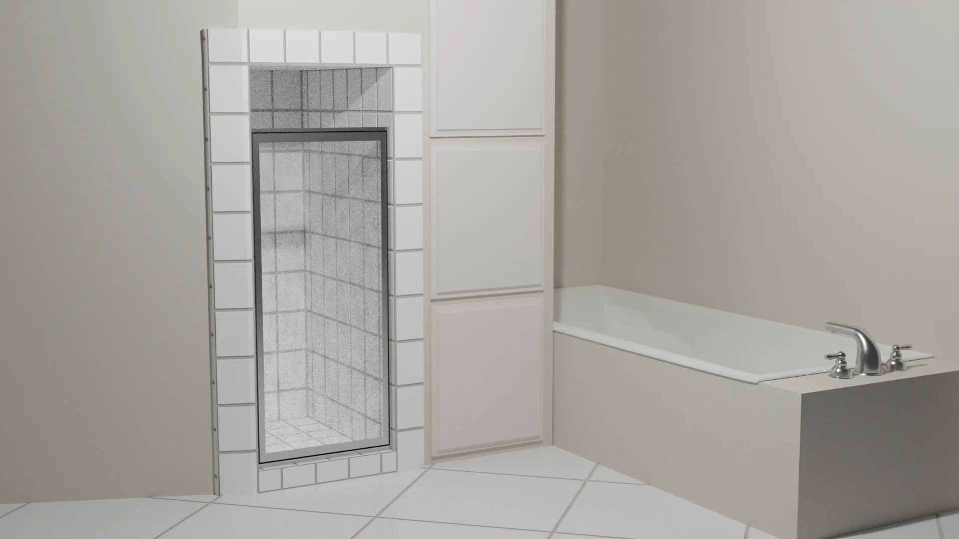 My mom's bathroom where I was once healed by shower steam after having sudden breathing trouble.