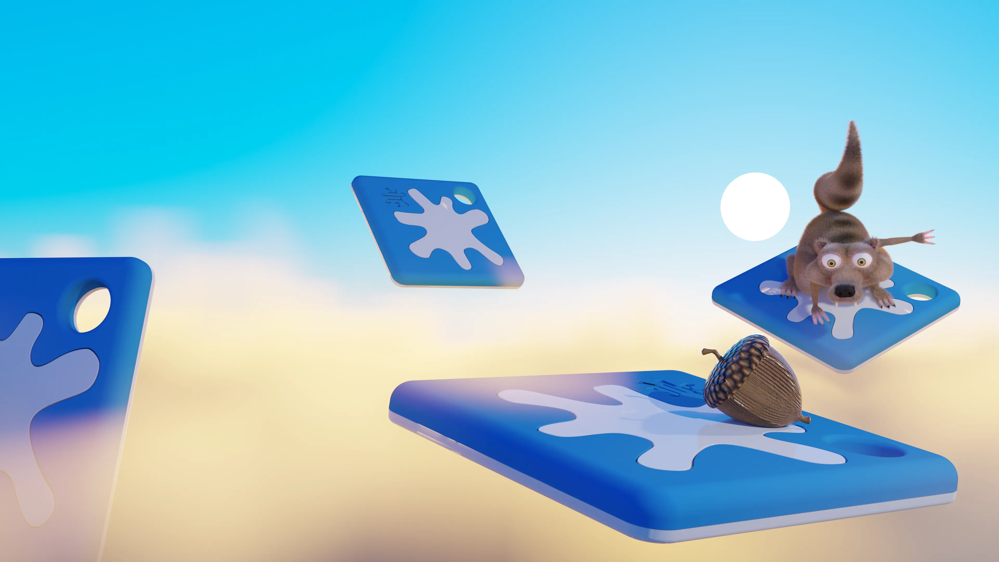 Scrat from Ice Age jumping through the clouds on Splat devices from Unruly Studios