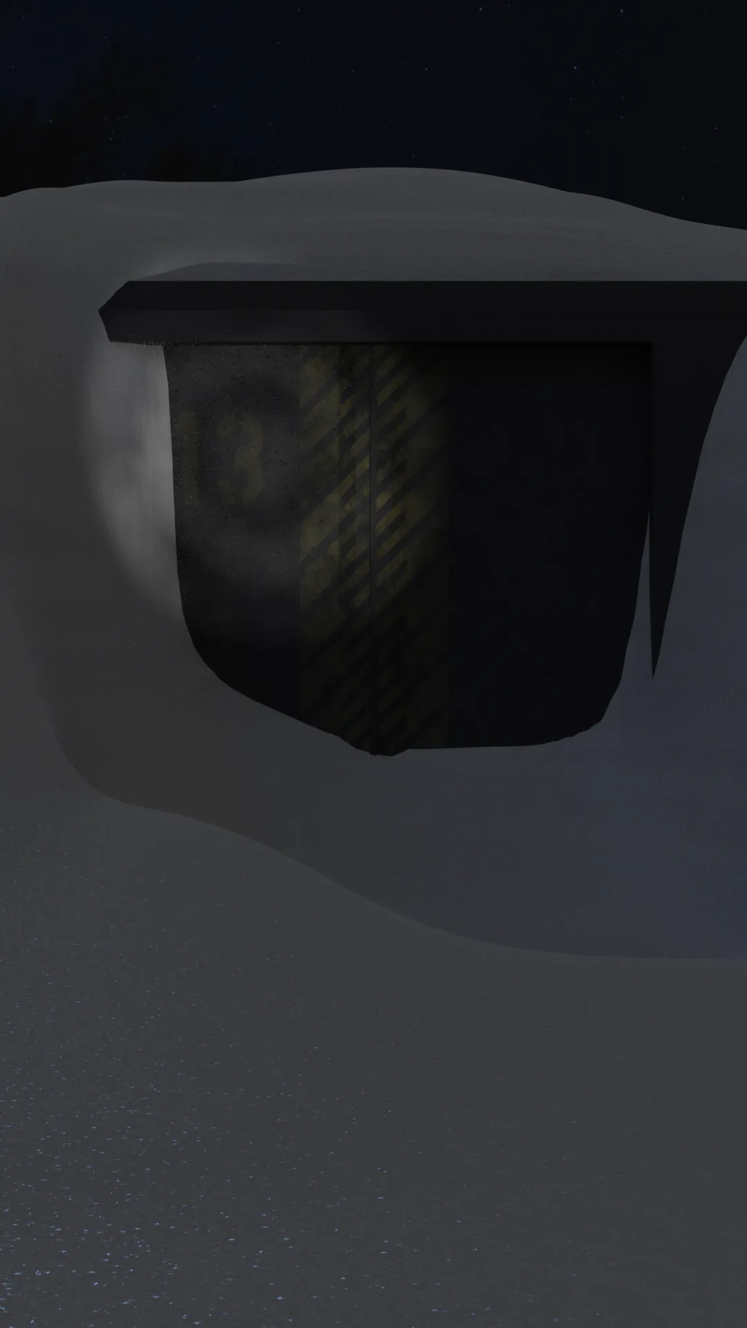 An abandoned bunker found after a blizzard.