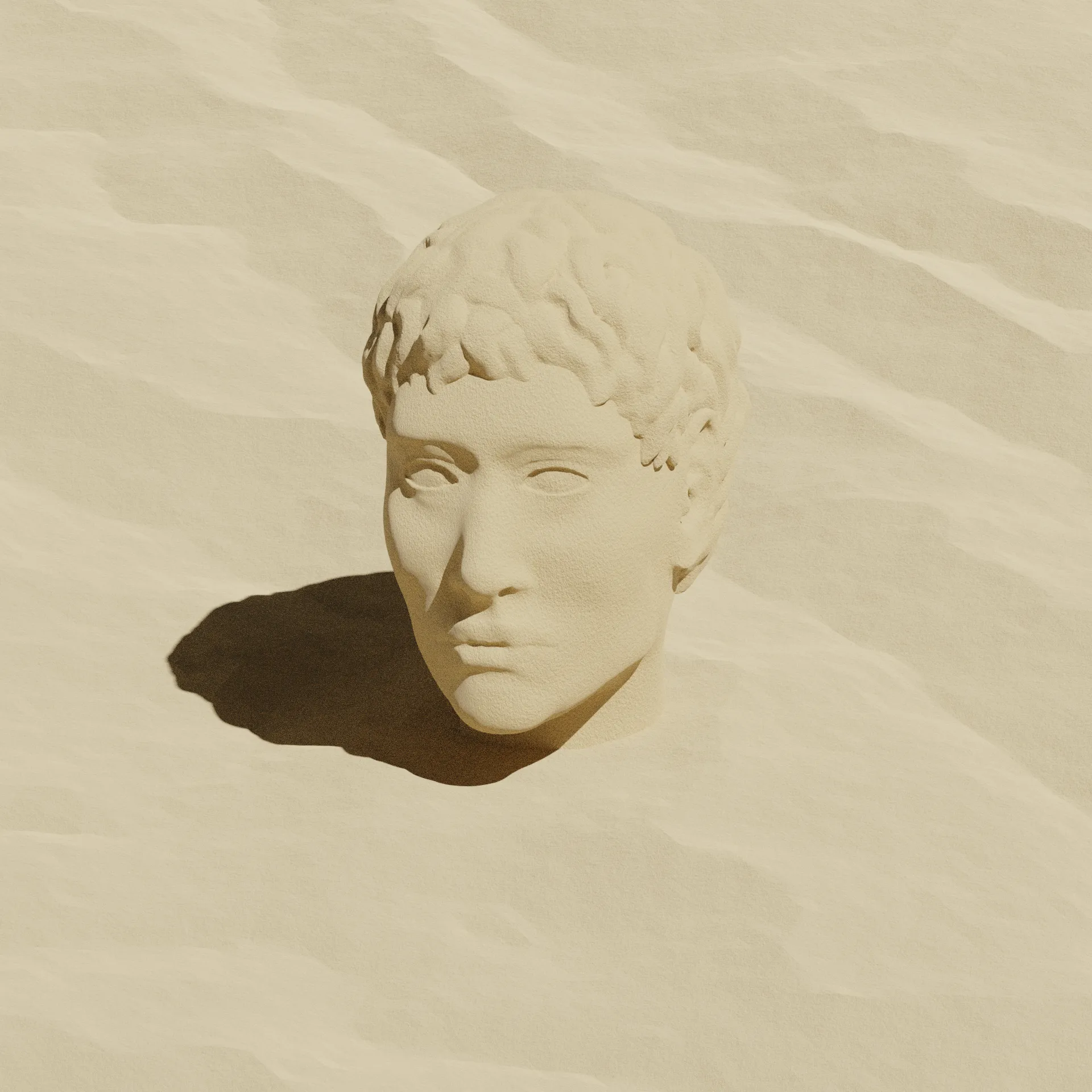 Bust of Theseus in the sand